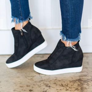 Black Wedge Sneaker NWT